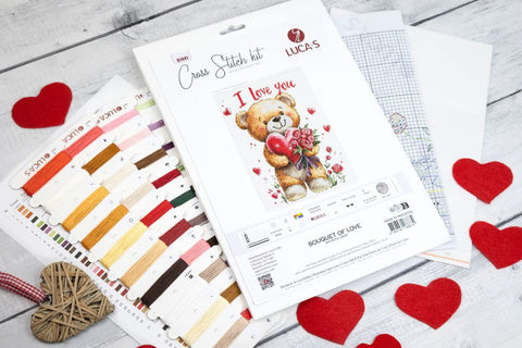 Luca-S Love Bouquet Counted Cross Stitch Kit 17x23cm Aida 16 Zweigart 38 Colors