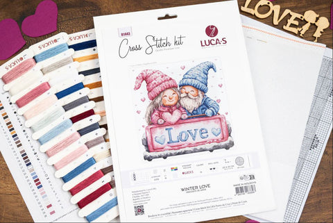 Luca-S Winter Love Cross Stitch Kit 25x25cm Zweigart Aida 16 Count SB1443