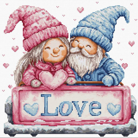 Luca-S Winter Love Cross Stitch Kit 25x25cm Zweigart Aida 16 Count SB1443