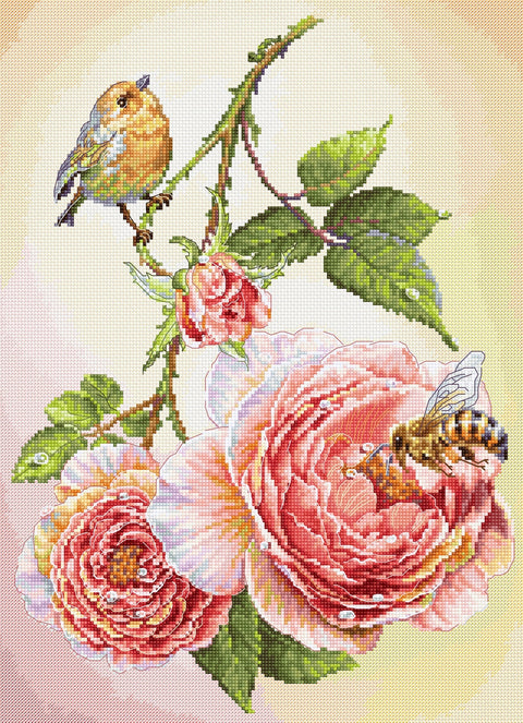 Luca-S Breakfast Cross Stitch Kit 25x35cm, Aida 16ct, 56 Colors, Needles Included
