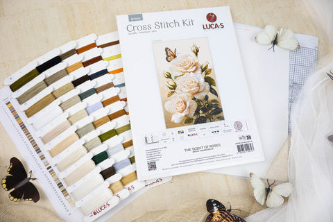 Luca-S Rose Scent Cross Stitch Kit 25x39cm, Zweigart Aida 16ct, 49 Colors