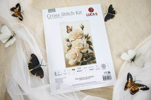 Luca-S Rose Scent Cross Stitch Kit 25x39cm, Zweigart Aida 16ct, 49 Colors