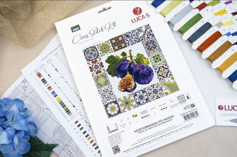 Luca-S Mediterranean Figs Mosaic Cross Stitch Kit 25.5cm, Aida 16ct