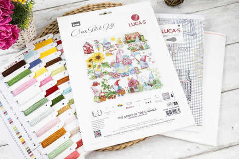 Luca-S Gnome Story Counted Cross Stitch Kit 30x30cm Aida 16ct 51 Colors