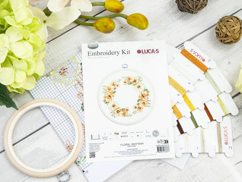 Luca-S Floral Rhythm Cross Stitch Kit with Hoop, 11x10 cm
