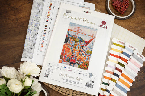 Luca-S San Francisco USA Cross Stitch Kit Aida 16 White 17.5x26cm 35 Colors