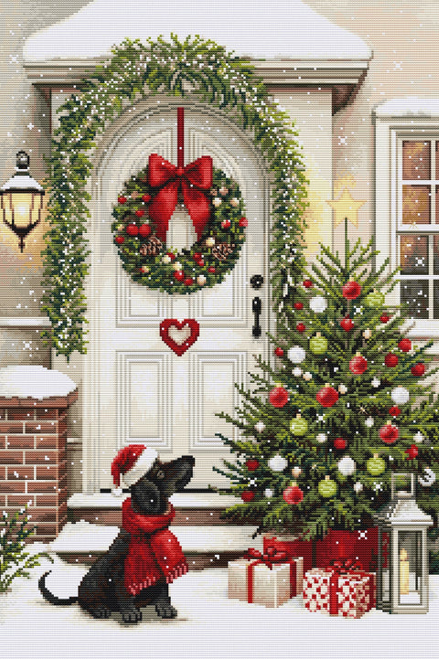 Luca-S Christmas Cross Stitch Kit “Waiting for Christmas” 32x48cm Aida 16 57 Colors