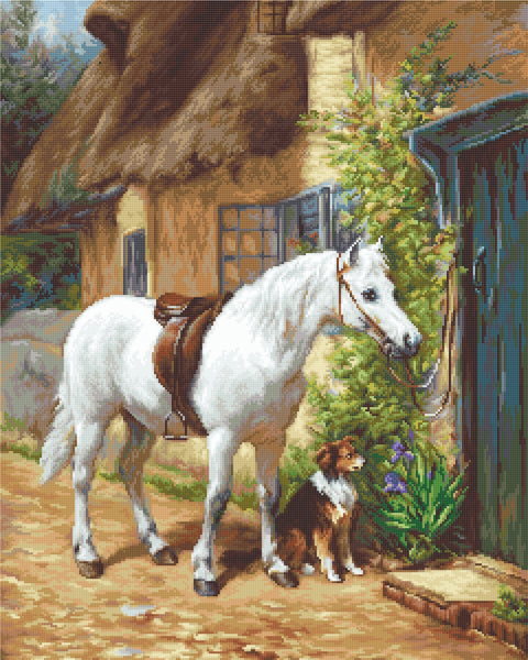 Luca-S Cottage Landscape Cross Stitch Kit 24x30cm Zweigart 25ct Anchor 50 Colors