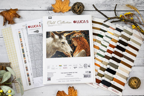 Luca-S Forest Spirit Counted Cross Stitch Kit 33x20cm, 62 Colors, Zweigart 25ct