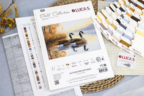 Luca-S Autumn Reflections Petit Point Tapestry Kit 27x18cm Zweigart Canvas 62 Colors