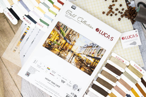 Luca-S Night Cafe Cross Stitch Kit 40x20cm, Zweigart 25ct Canvas, 77 Colors SG729