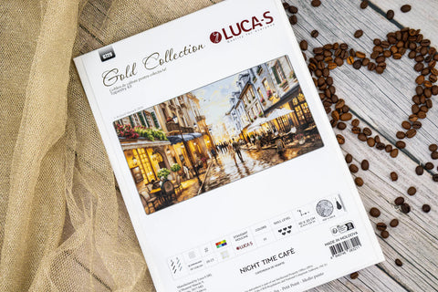Luca-S Night Cafe Cross Stitch Kit 40x20cm, Zweigart 25ct Canvas, 77 Colors SG729