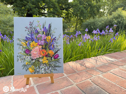 Merejka Garden Awakening Cross Stitch Kit, Floral Spring Garden Design, 40 × 31 cm, Canvas, Threads, Needle and Pattern