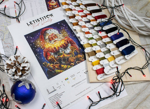 Christmas Miracle Cross Stitch Kit, LetiStitch, 29 x 30 cm, Zweigart Aida 16ct, Anchor Cotton Threads