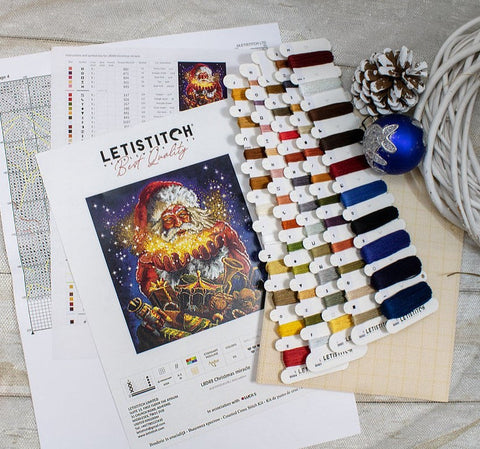 Christmas Miracle Cross Stitch Kit, LetiStitch, 29 x 30 cm, Zweigart Aida 16ct, Anchor Cotton Threads
