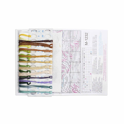 Cross Stitch Embroidery Kit, Colours of Summer Multicolor Design, 11 x 11 cm, MP Studia, DIY Craft Set for Beginners and Advanced Crafters