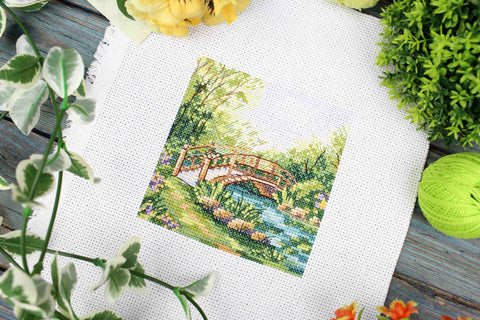 Cross Stitch Embroidery Kit, Colours of Summer Multicolor Design, 11 x 11 cm, MP Studia, DIY Craft Set for Beginners and Advanced Crafters