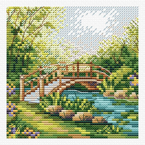 Cross Stitch Embroidery Kit, Colours of Summer Multicolor Design, 11 x 11 cm, MP Studia, DIY Craft Set for Beginners and Advanced Crafters