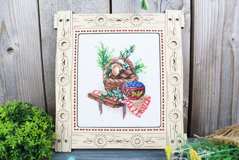 Cross Stitch Embroidery Kit Mushroom Season, 13×11 cm, MP Studia, Beginner-Friendly Forest-Themed Craft Kit