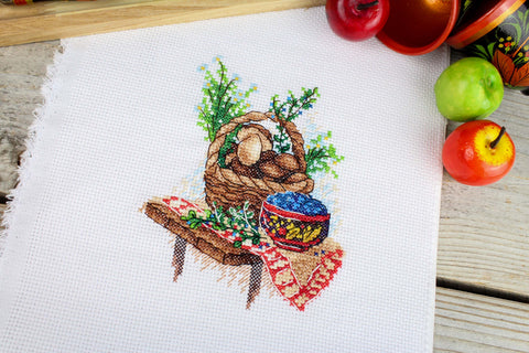 Cross Stitch Embroidery Kit Mushroom Season, 13×11 cm, MP Studia, Beginner-Friendly Forest-Themed Craft Kit