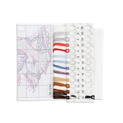 Cross Stitch Kit with Spinning Wheel Design, MP Studia, 13 x 11 cm, Beginner-Friendly Traditional Embroidery Project