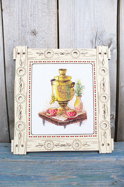 Cross Stitch Kit Tea Party Design, 13 x 11 cm, Multicolor, MP Studia