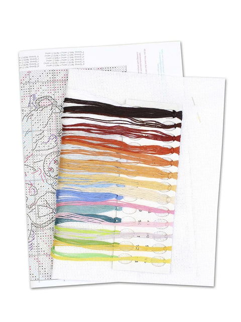 Cross Stitch Kit Sea Trip, 14 Count Aida Canvas, 20 × 16 cm, 26-Color Kirov Embroidery Floss, Sea and Animal Design