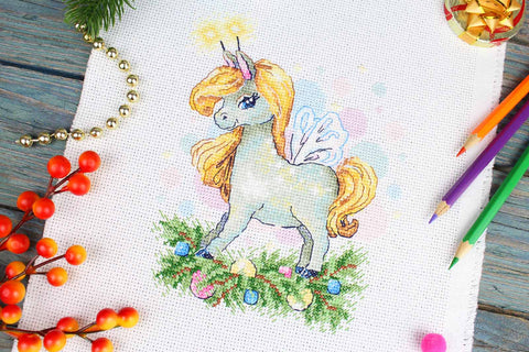 Cross Stitch Kit Festive Horse Design, MP Studia, 18×15 cm Embroidery Craft Kit for Home Decor and Hobby Projects