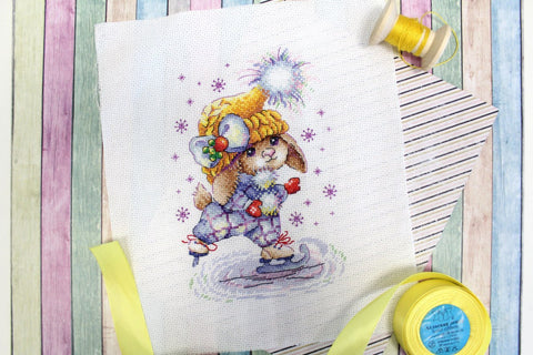 Cross Stitch Embroidery Kit, Skater Urban Design, Multicolor Cotton Threads, Needle, Pattern and Instructions by MP Studia