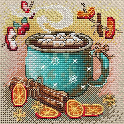 Cross Stitch Embroidery Kit with Pattern, Cotton Threads, Needle and Instructions, MP Studia, Cozy Gathering Theme, Beginner Friendly