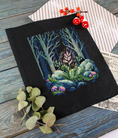 Cross Stitch Embroidery Kit Fern Blooms Botanical Design, MP Studia, Aida Canvas, Cotton Threads, Green and Earth Tones