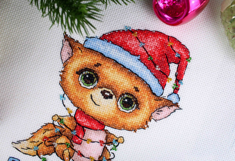 Cross Stitch Kit Dreamer, MP Studia Embroidery Set with Marked Fabric, Threads, Needle, Color Chart and Instructions