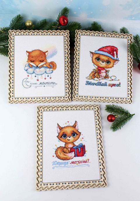 Cross Stitch Kit Dreamer, MP Studia Embroidery Set with Marked Fabric, Threads, Needle, Color Chart and Instructions