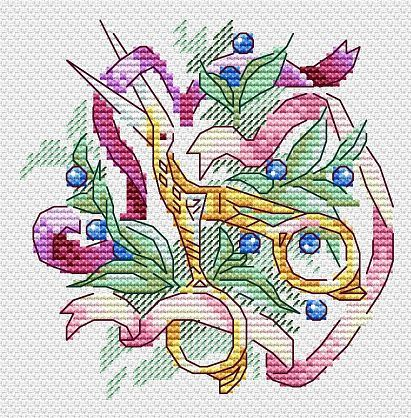 Cross Stitch Embroidery Kit with Scissors Motif, MP Studia, Aida Fabric, Cotton Threads, Multicolor Sewing Craft Design
