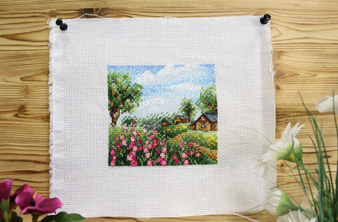 Cross Stitch Embroidery Kit “Summer Day” by MP Studia, Multicolor Design with Canvas, Cotton Threads, Needle and Pattern