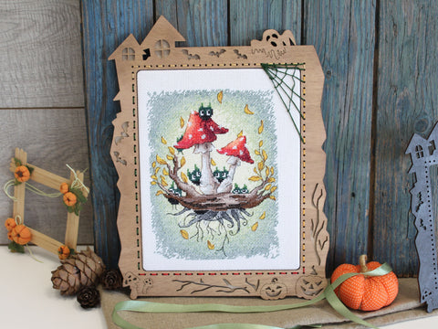Cross Stitch Kit “We Are Here” Complete Set with Aida Fabric, Sorted Cotton Floss and Color Symbol Chart by MP Studia