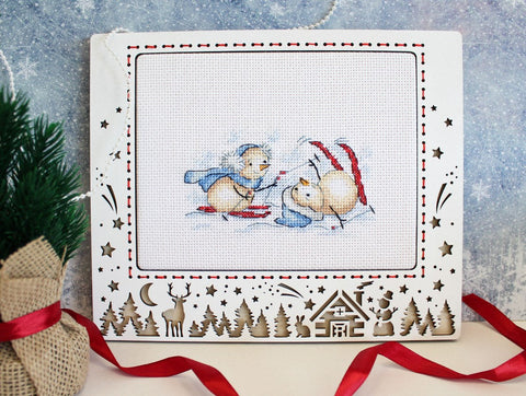 Cross Stitch Embroidery Kit with Winter Competition Motif, MP Studia, Beginner to Advanced Seasonal Craft Set