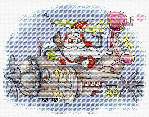 Cross Stitch Kit Funny Flight, Beginner-Friendly, Aida Fabric, Cotton Threads, Needle, Color Chart, Instructions, MP Studia