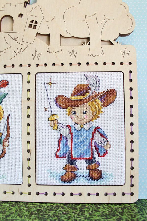 Cross Stitch Kit with Musketeer Motif, MP Studia Classic Design, Fabric, Threads, Needle, Chart and Instructions