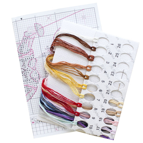 Cross Stitch Kit with Musketeer Motif, MP Studia Classic Design, Fabric, Threads, Needle, Chart and Instructions