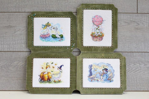 Cross Stitch Embroidery Kit with Romantic Motif, Aida Fabric, Cotton Threads, Needle, Color Chart and Instructions by MP Studia