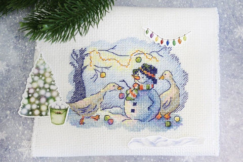 Cross Stitch Embroidery Kit, Winter Snow Activities Design, MP Studia, Beginner-Friendly Craft for Home Décor or Framing