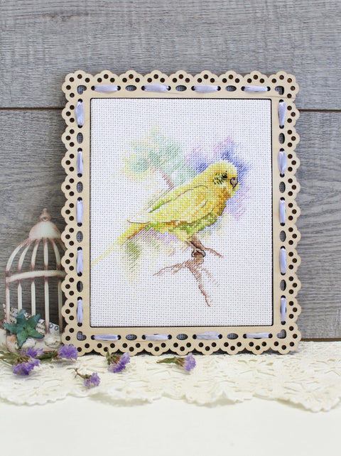 Bird Cross Stitch Kit with Aida Fabric, Cotton Floss and Pattern, MP Studia, 15 x 14 cm Embroidery Kit for Beginners and Advanced Crafters