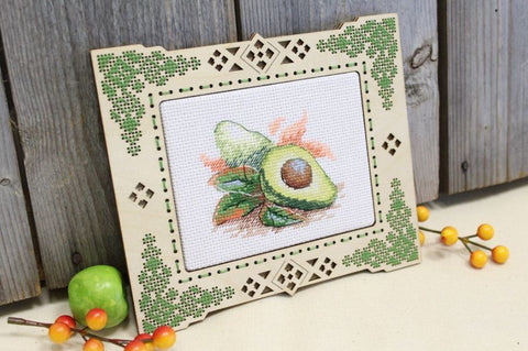 Avocado Cross Stitch Kit with Clear Pattern, Compact Design for Kitchen or Dining Room Decor, MP Studia, Beginner Friendly
