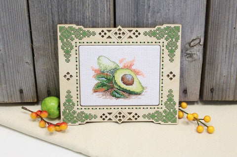Avocado Cross Stitch Kit with Clear Pattern, Compact Design for Kitchen or Dining Room Decor, MP Studia, Beginner Friendly
