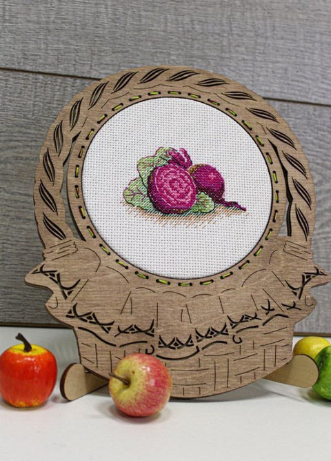 Cross Stitch Kit with Sugar Beet Design for Beginners, MP Studia Embroidery Kit with Canvas, Threads, Needle, Chart and Instructions