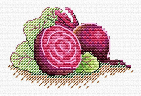 Cross Stitch Kit with Sugar Beet Design for Beginners, MP Studia Embroidery Kit with Canvas, Threads, Needle, Chart and Instructions