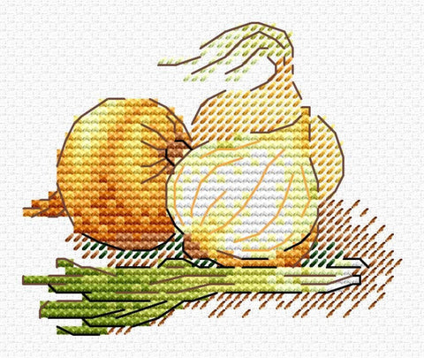 Cross Stitch Kit Golden Onion, MP Studia, Aida Fabric, Cotton Threads, Needle, Pattern and Instructions, Multicolor DIY Craft Set