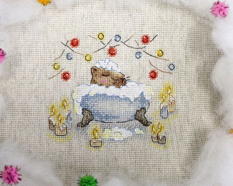 Cross Stitch Kit “Let the World Wait” with Canvas, Cotton Threads, Needle, Pattern & Instructions by MP Studia