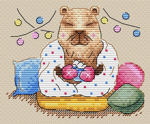 Cross Stitch Embroidery Kit, Warm Evening Landscape, MP Studia, Beginner-Friendly Needlework Set for Home or Travel
